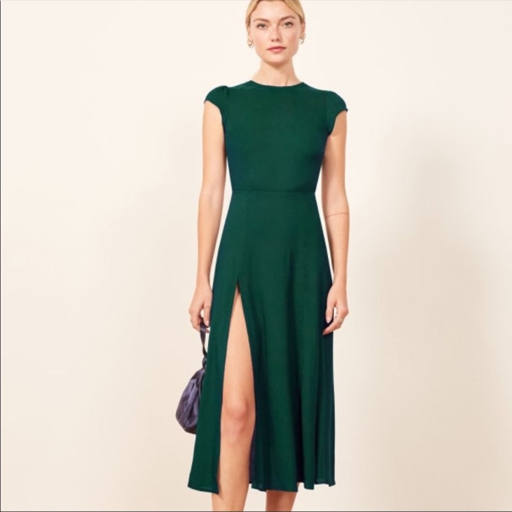 NWT Reformation Gavin Midi Dress in Emerald - 0